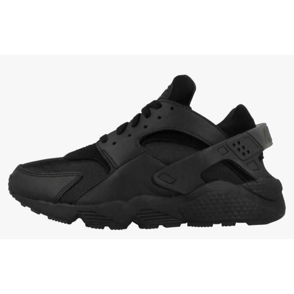 Size 4.5 Boys- Nike Huarache Run Low Triple Black Sneaker - Picture 1 of 8